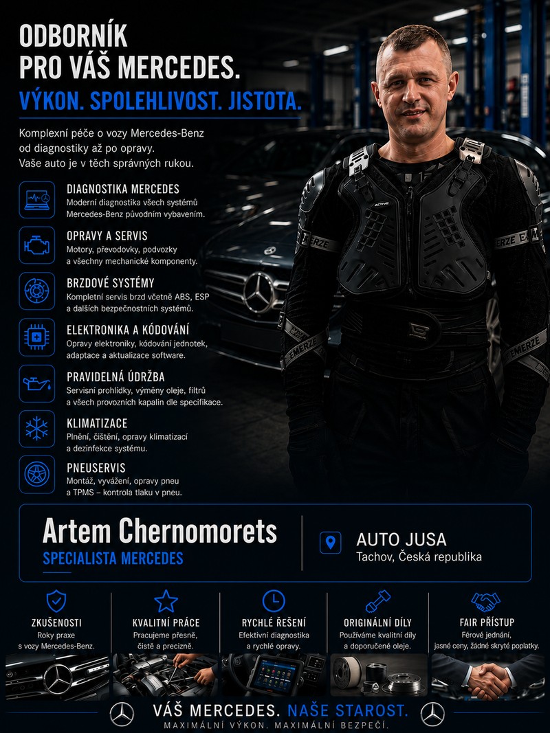 Artem Chernomorets — specialista Mercedes, AUTO JUSA Tachov