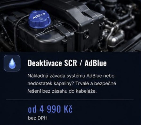 Deaktivace SCR / AdBlue — od 4 990 Kč bez DPH