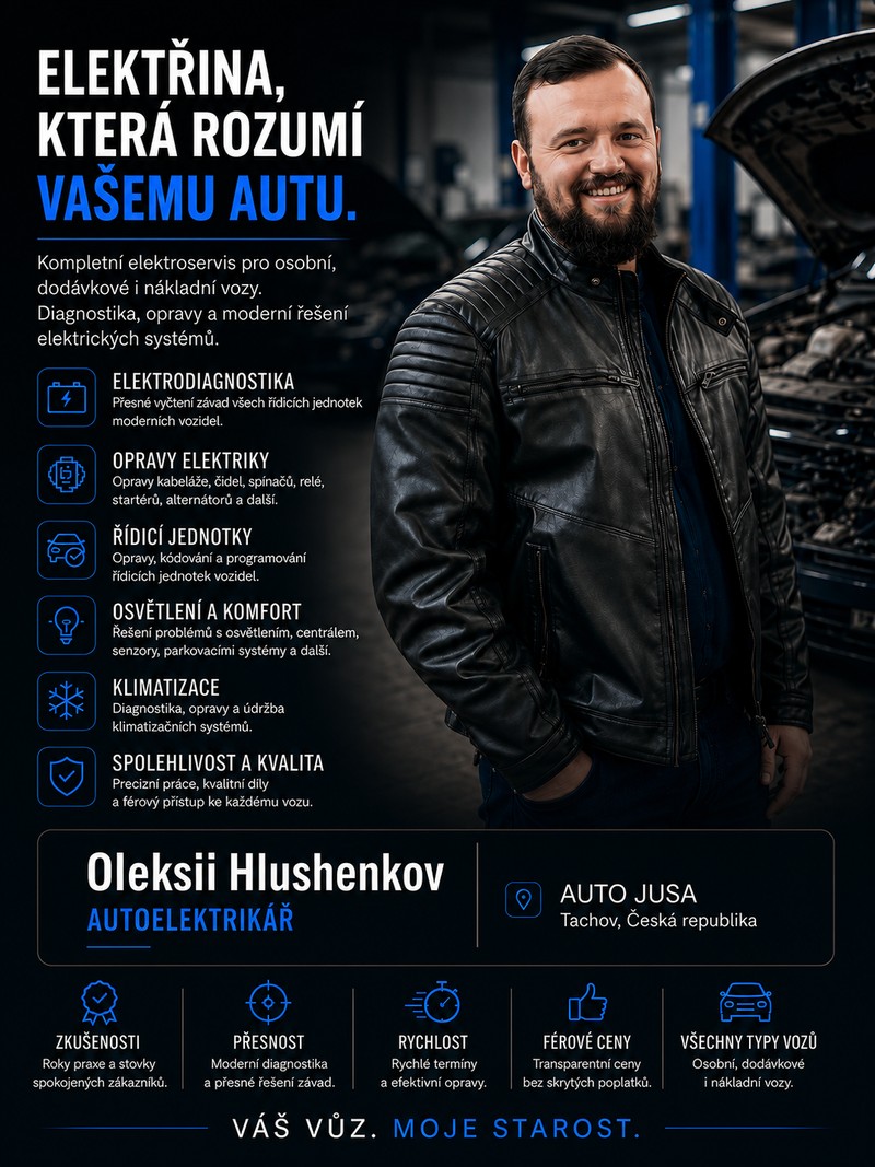 Oleksii Hlushenkov — autoelektrikář, AUTO JUSA Tachov